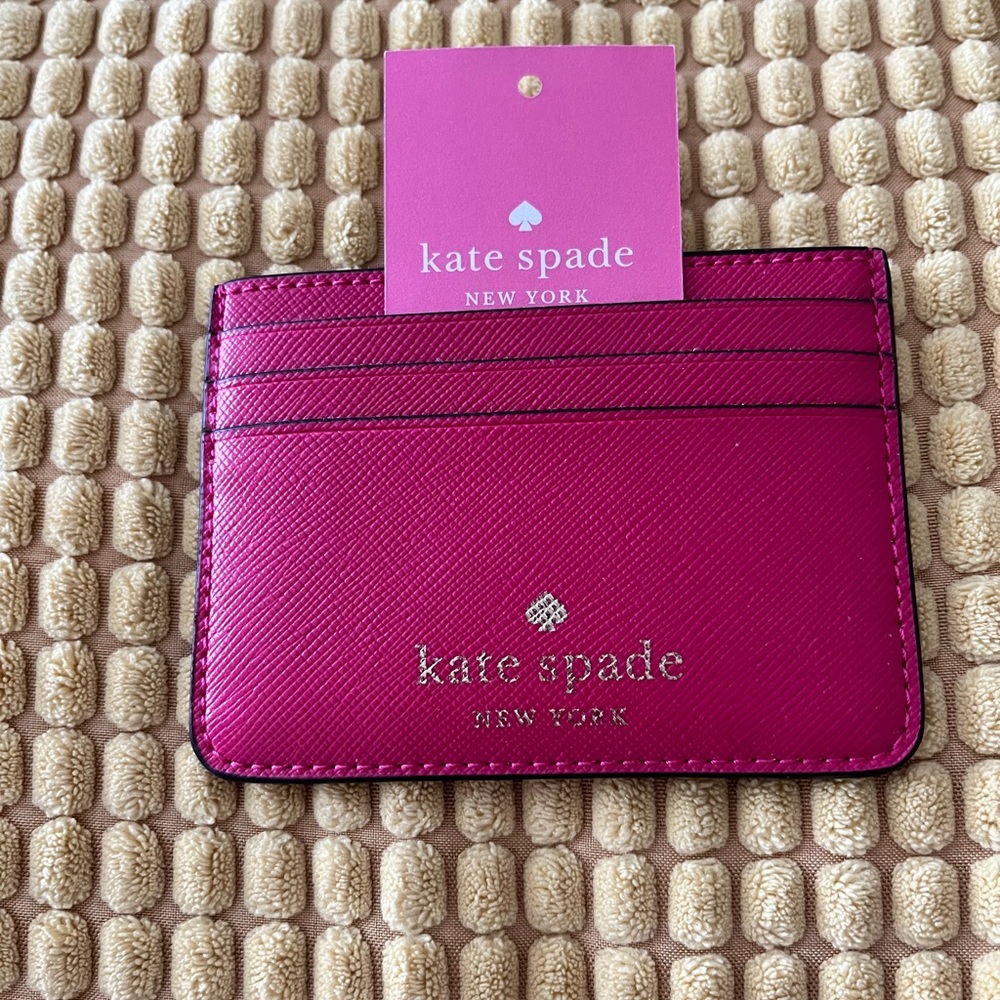 Kate Spade Brynn Saffiano pink ruby card holder NWT